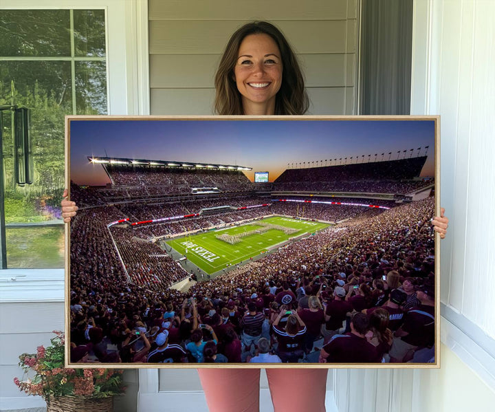 Texas A&M University Aggies Football Team Print - College Station Kyle Field Stadium Wall Art Canvas Print