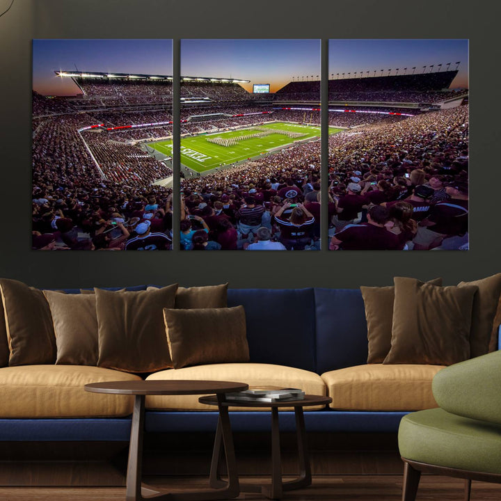 25148-MGV-CV-36X24-Texas A&M University Aggies Football Team Print - College Station Kyle Field Stadium Wall Art Canvas Print