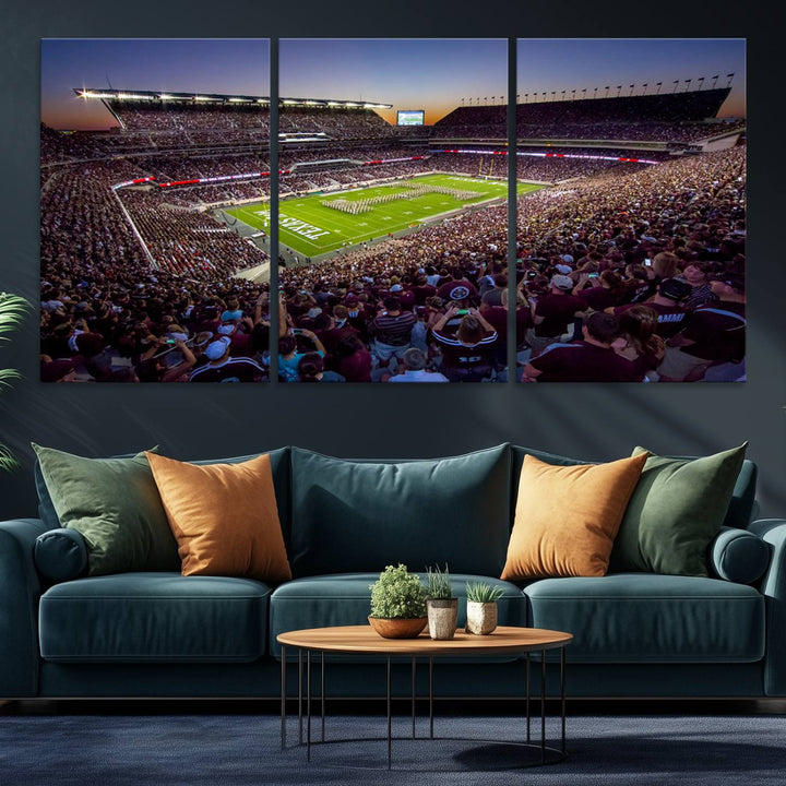 25148-MGV-CV-36X24-Texas A&M University Aggies Football Team Print - College Station Kyle Field Stadium Wall Art Canvas Print