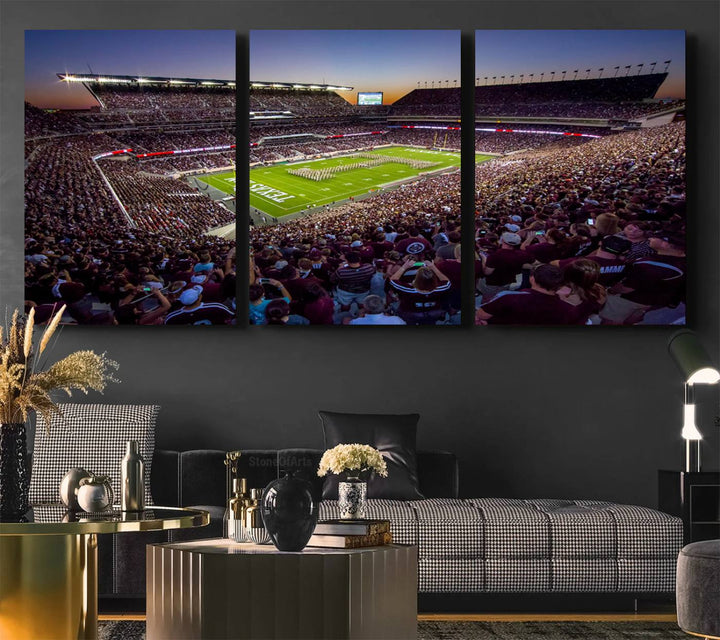 25148-MGV-CV-36X24-Texas A&M University Aggies Football Team Print - College Station Kyle Field Stadium Wall Art Canvas Print