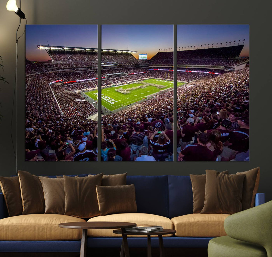 25148-MGV-CV-36X24-Texas A&M University Aggies Football Team Print - College Station Kyle Field Stadium Wall Art Canvas Print