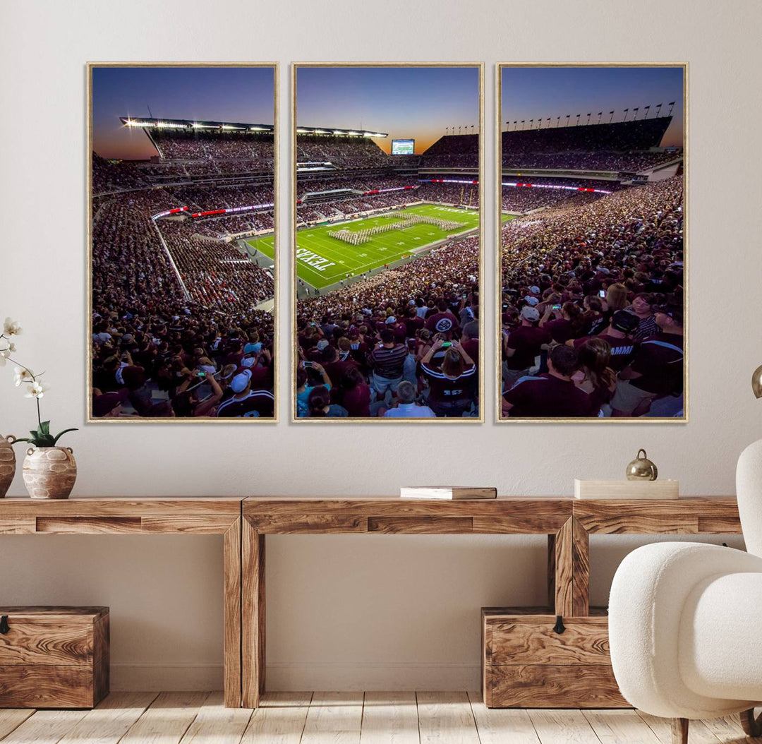 25148-MGV-CV-36X24-Texas A&M University Aggies Football Team Print - College Station Kyle Field Stadium Wall Art Canvas Print
