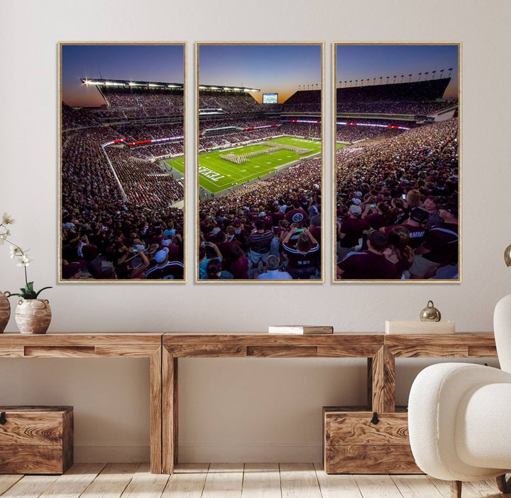 25148-MGV-CV-36X24-Texas A&M University Aggies Football Team Print - College Station Kyle Field Stadium Wall Art Canvas Print