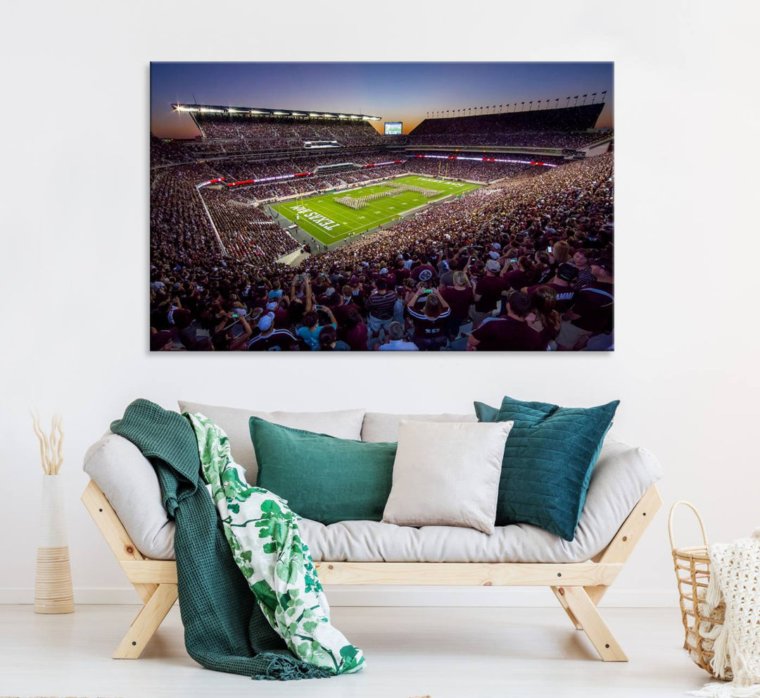 Texas A&M University Aggies Football Team Print - College Station Kyle Field Stadium Wall Art Canvas Print