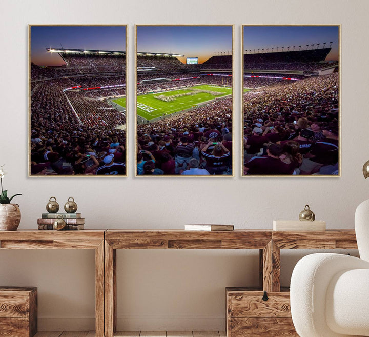25148-MGV-CV-36X24-Texas A&M University Aggies Football Team Print - College Station Kyle Field Stadium Wall Art Canvas Print