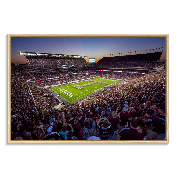 Texas A&M University Aggies Football Team Print - College Station Kyle Field Stadium Wall Art Canvas Print