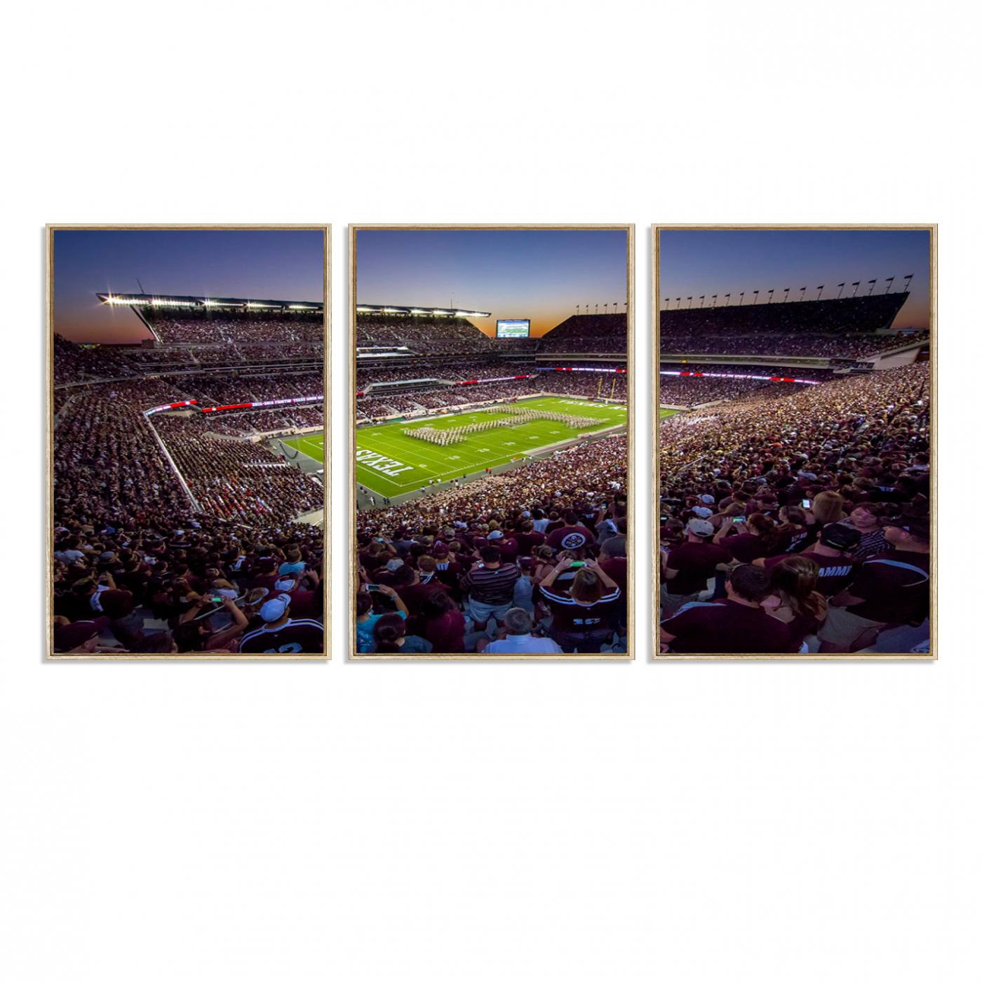 25148-MGV-FC-60X30-3P_Natural-Texas A&M University Aggies Football Team Print - College Station Kyle Field Stadium Wall Art Canvas Print