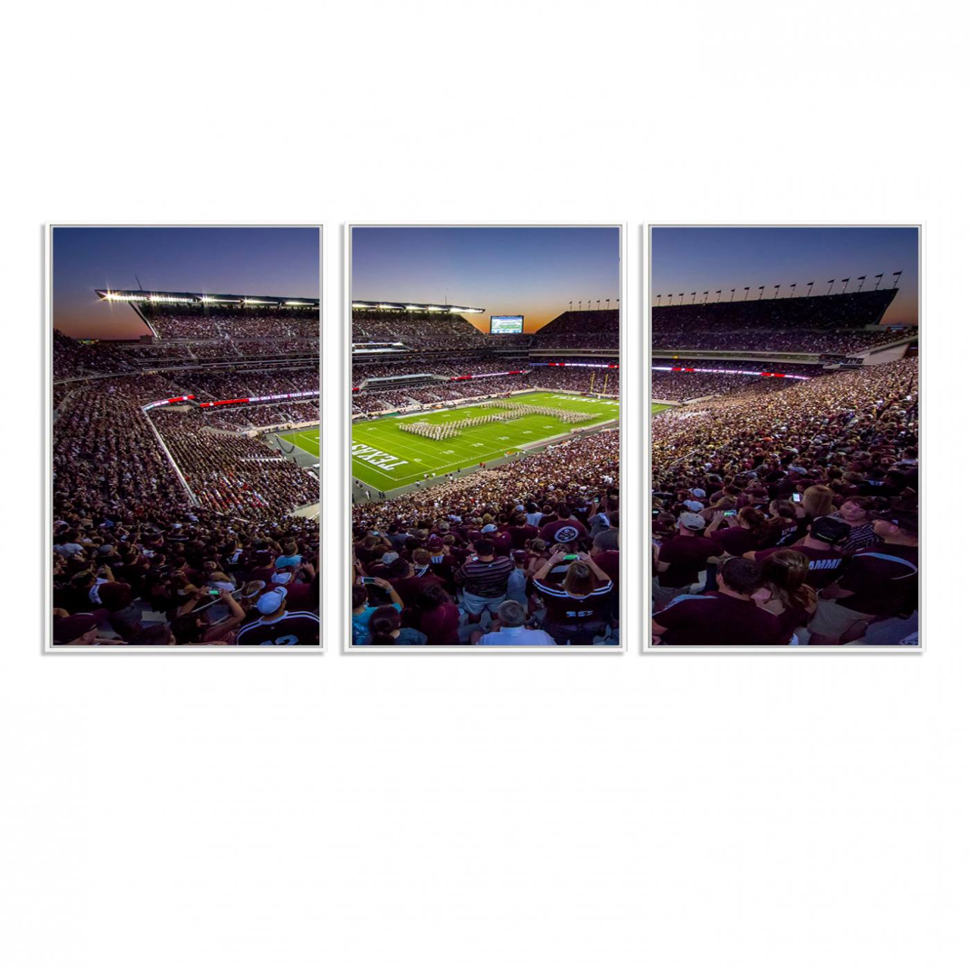 25148-MGV-FC-60X30-3P_White-Texas A&M University Aggies Football Team Print - College Station Kyle Field Stadium Wall Art Canvas Print
