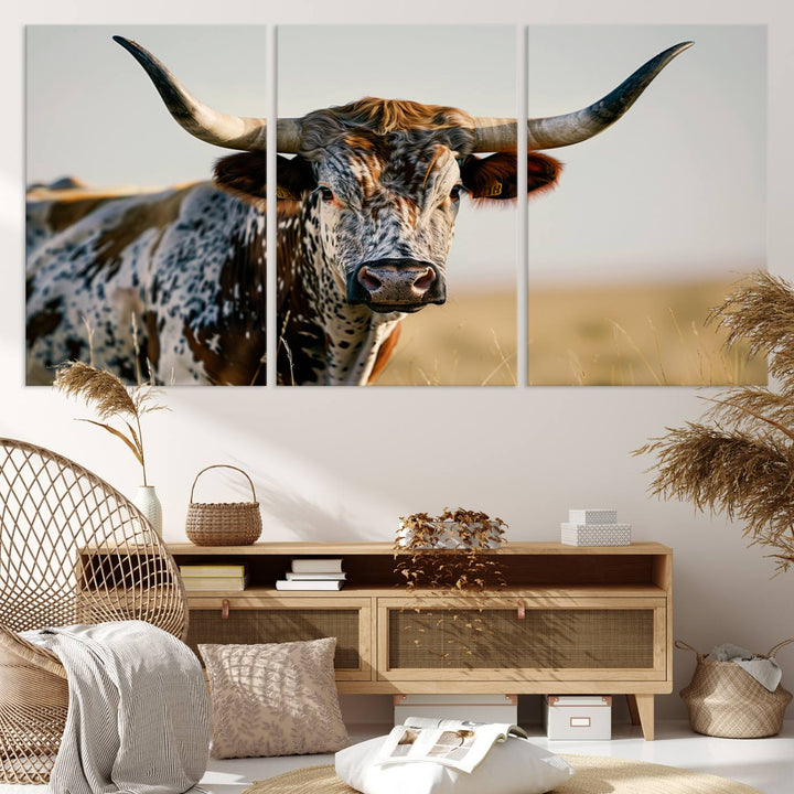 80329-MGV-CV-36X24-Texas Bull Longhorn Wall Art Canvas Print for Farm House Wall Decor, Farmhouse Wall Art Print
