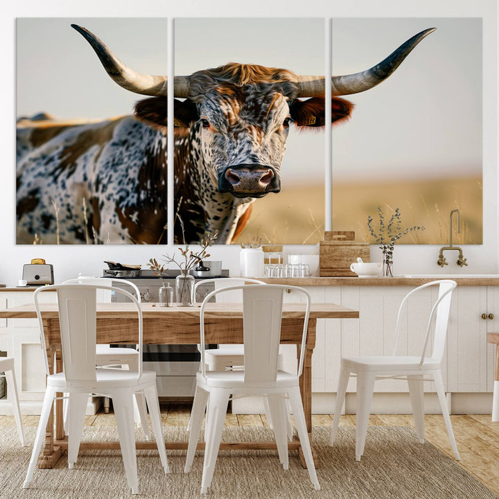 80329-MGV-CV-36X24-Texas Bull Longhorn Wall Art Canvas Print for Farm House Wall Decor, Farmhouse Wall Art Print
