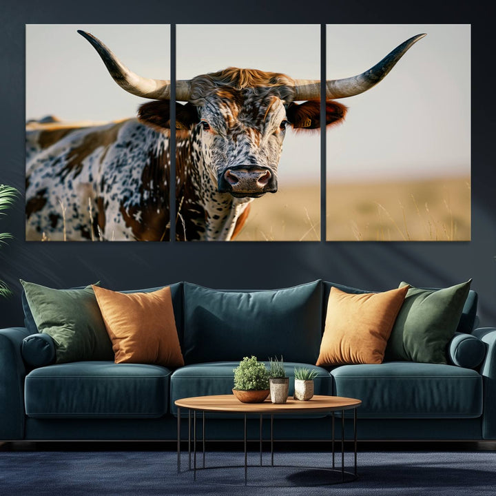 80329-MGV-CV-36X24-Texas Bull Longhorn Wall Art Canvas Print for Farm House Wall Decor, Farmhouse Wall Art Print