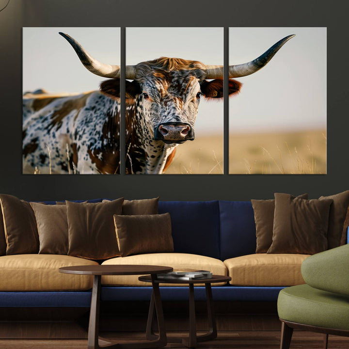80329-MGV-CV-36X24-Texas Bull Longhorn Wall Art Canvas Print for Farm House Wall Decor, Farmhouse Wall Art Print