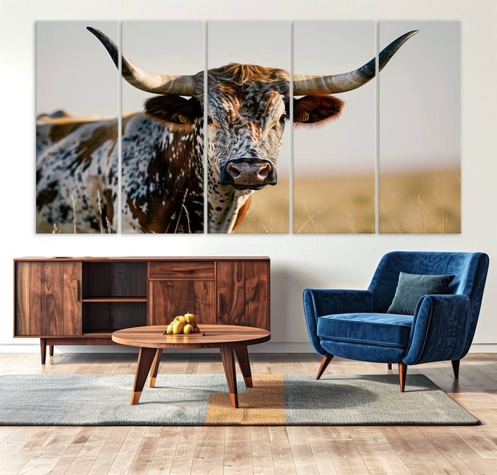 80329-MGV-CV-36X24-Texas Bull Longhorn Wall Art Canvas Print for Farm House Wall Decor, Farmhouse Wall Art Print