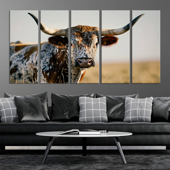 80329-MGV-CV-36X24-Texas Bull Longhorn Wall Art Canvas Print for Farm House Wall Decor, Farmhouse Wall Art Print