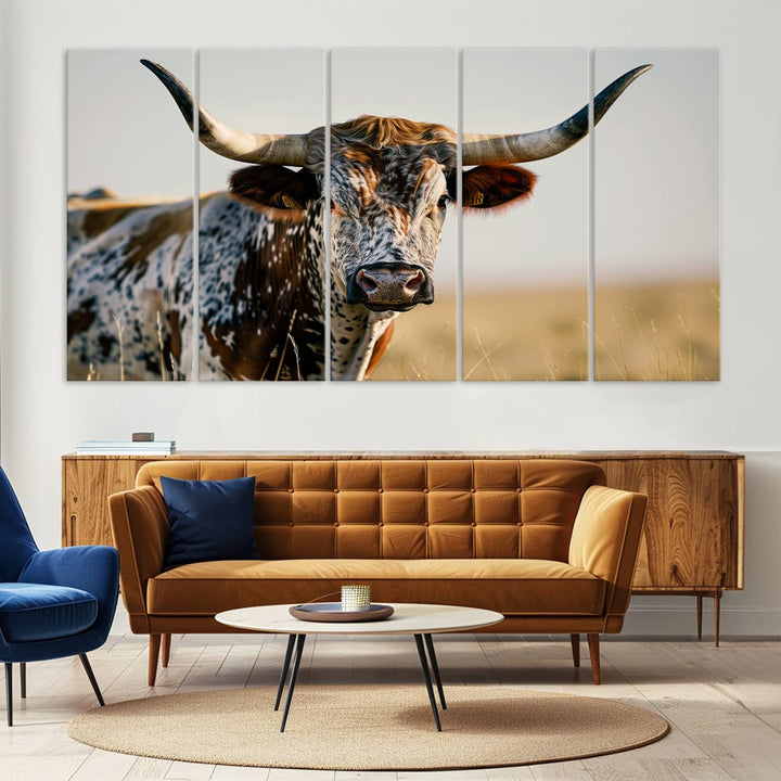 80329-MGV-CV-36X24-Texas Bull Longhorn Wall Art Canvas Print for Farm House Wall Decor, Farmhouse Wall Art Print