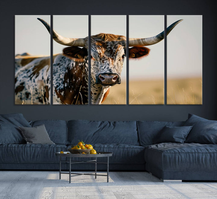 80329-MGV-CV-36X24-Texas Bull Longhorn Wall Art Canvas Print for Farm House Wall Decor, Farmhouse Wall Art Print