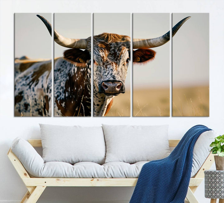 80329-MGV-CV-36X24-Texas Bull Longhorn Wall Art Canvas Print for Farm House Wall Decor, Farmhouse Wall Art Print
