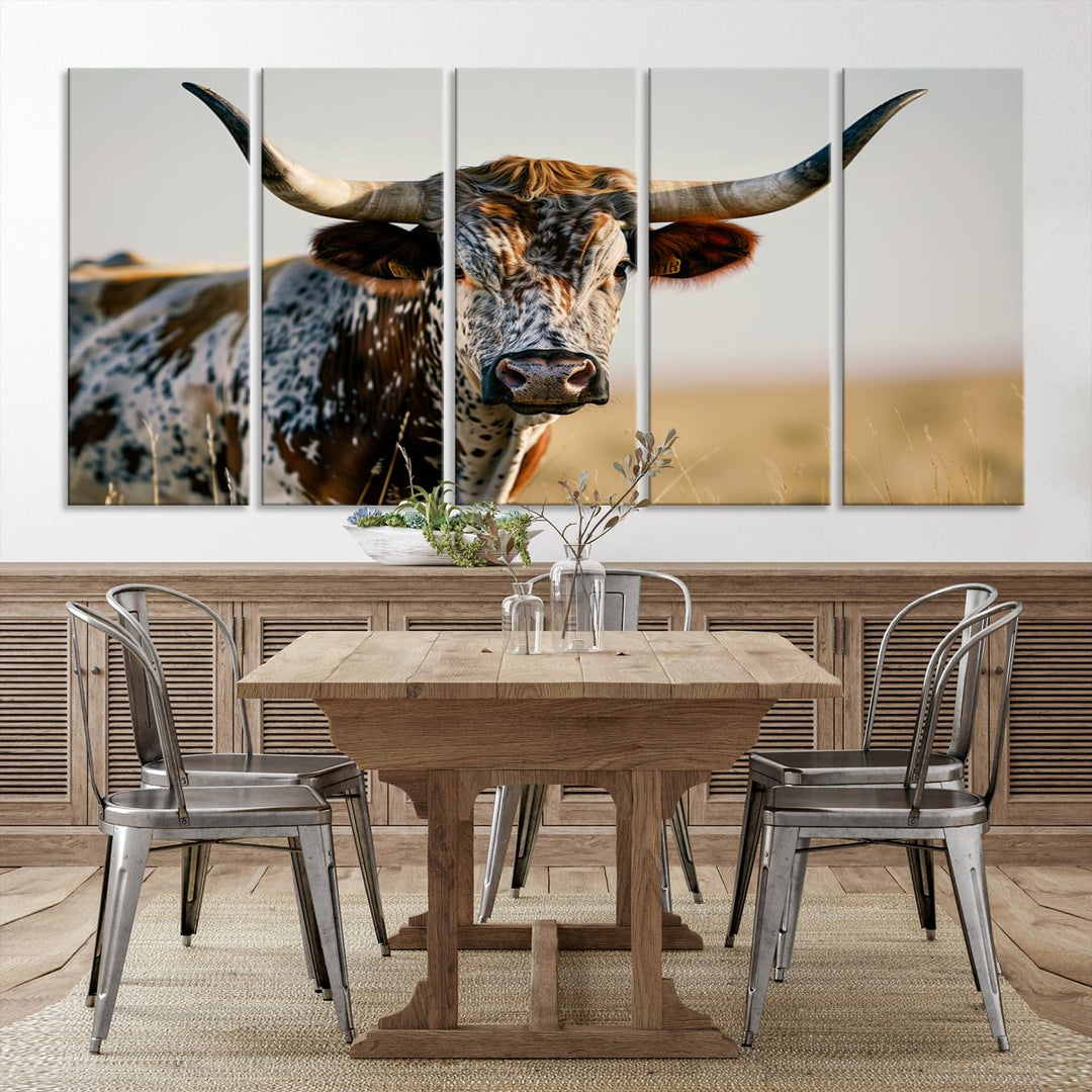 80329-MGV-CV-36X24-Texas Bull Longhorn Wall Art Canvas Print for Farm House Wall Decor, Farmhouse Wall Art Print