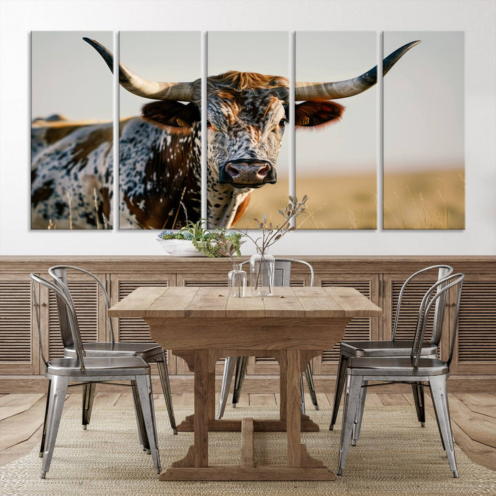 80329-MGV-CV-36X24-Texas Bull Longhorn Wall Art Canvas Print for Farm House Wall Decor, Farmhouse Wall Art Print