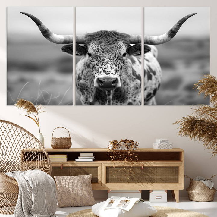 77331-MGV-CV-36X24-Texas Cow Longhorn Wall Art Canvas Print for Farm House Wall Decor, Farmhouse Wall Art Print