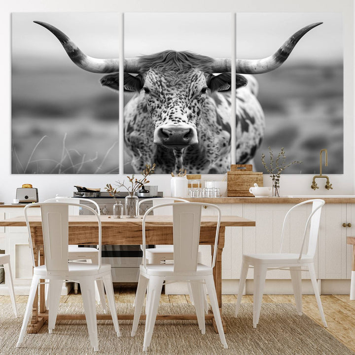 77331-MGV-CV-36X24-Texas Cow Longhorn Wall Art Canvas Print for Farm House Wall Decor, Farmhouse Wall Art Print