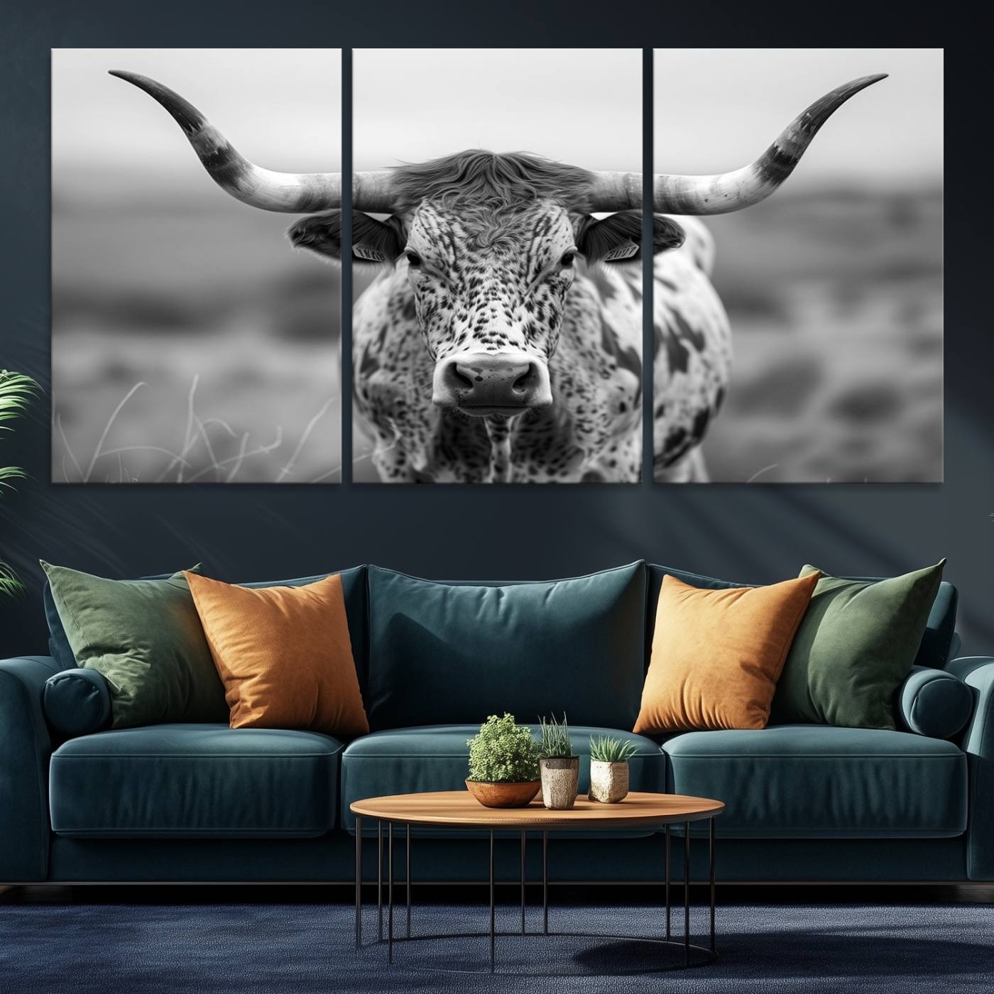 77331-MGV-CV-36X24-Texas Cow Longhorn Wall Art Canvas Print for Farm House Wall Decor, Farmhouse Wall Art Print
