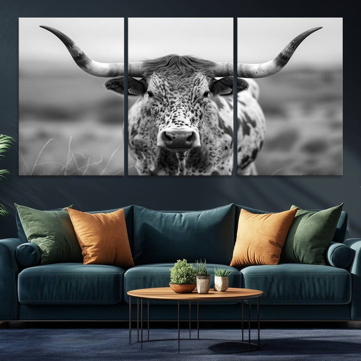 77331-MGV-CV-36X24-Texas Cow Longhorn Wall Art Canvas Print for Farm House Wall Decor, Farmhouse Wall Art Print