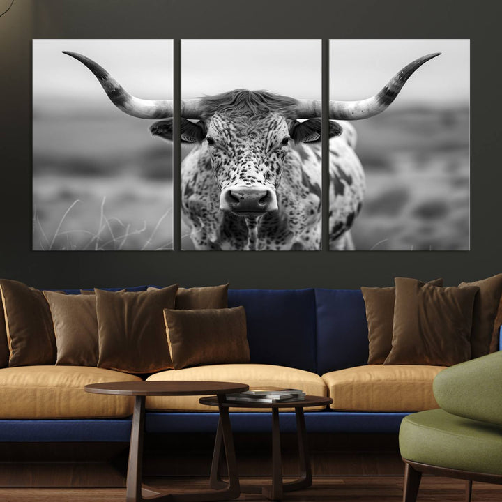 77331-MGV-CV-36X24-Texas Cow Longhorn Wall Art Canvas Print for Farm House Wall Decor, Farmhouse Wall Art Print