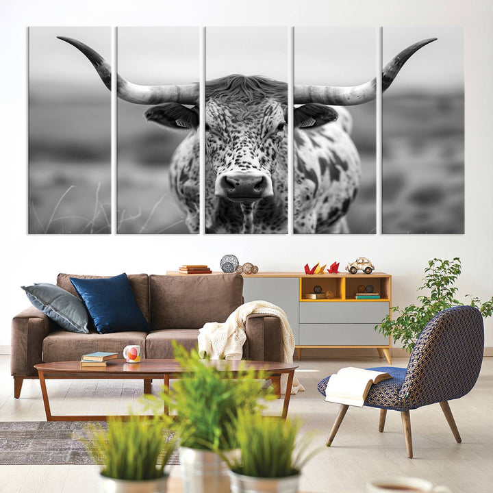 77331-MGV-CV-36X24-Texas Cow Longhorn Wall Art Canvas Print for Farm House Wall Decor, Farmhouse Wall Art Print