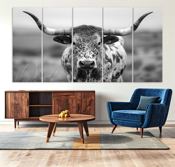 77331-MGV-CV-36X24-Texas Cow Longhorn Wall Art Canvas Print for Farm House Wall Decor, Farmhouse Wall Art Print