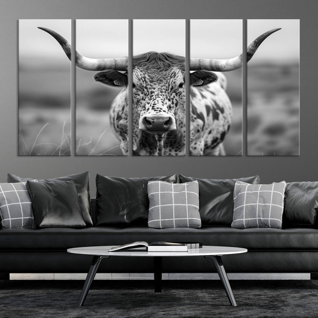 77331-MGV-CV-36X24-Texas Cow Longhorn Wall Art Canvas Print for Farm House Wall Decor, Farmhouse Wall Art Print