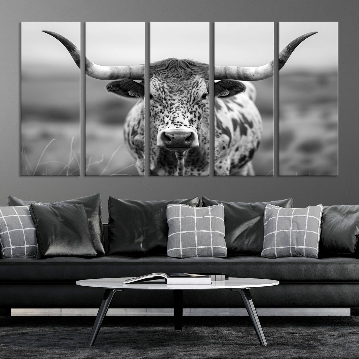 77331-MGV-CV-36X24-Texas Cow Longhorn Wall Art Canvas Print for Farm House Wall Decor, Farmhouse Wall Art Print