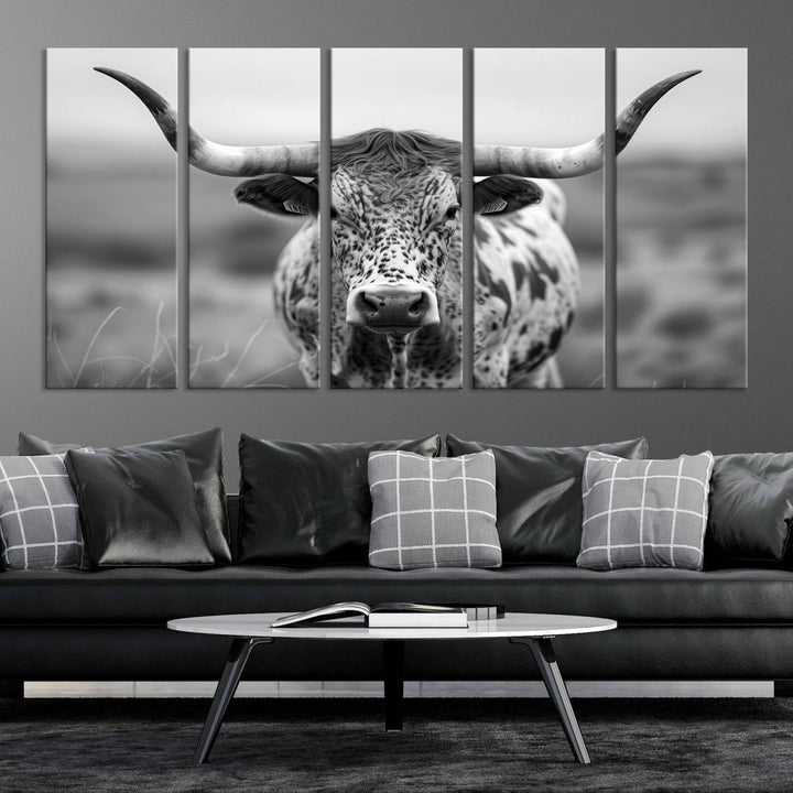 77331-MGV-CV-36X24-Texas Cow Longhorn Wall Art Canvas Print for Farm House Wall Decor, Farmhouse Wall Art Print