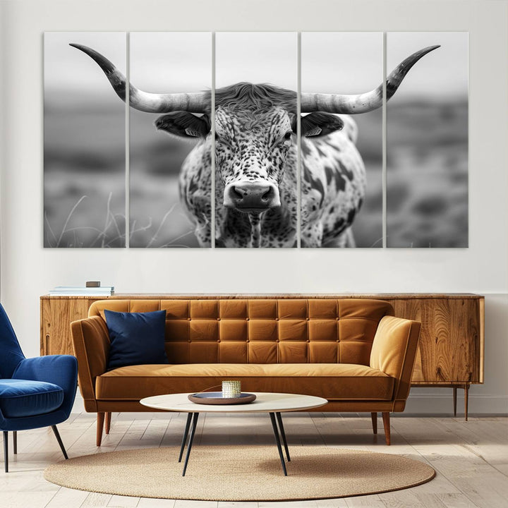 77331-MGV-CV-36X24-Texas Cow Longhorn Wall Art Canvas Print for Farm House Wall Decor, Farmhouse Wall Art Print