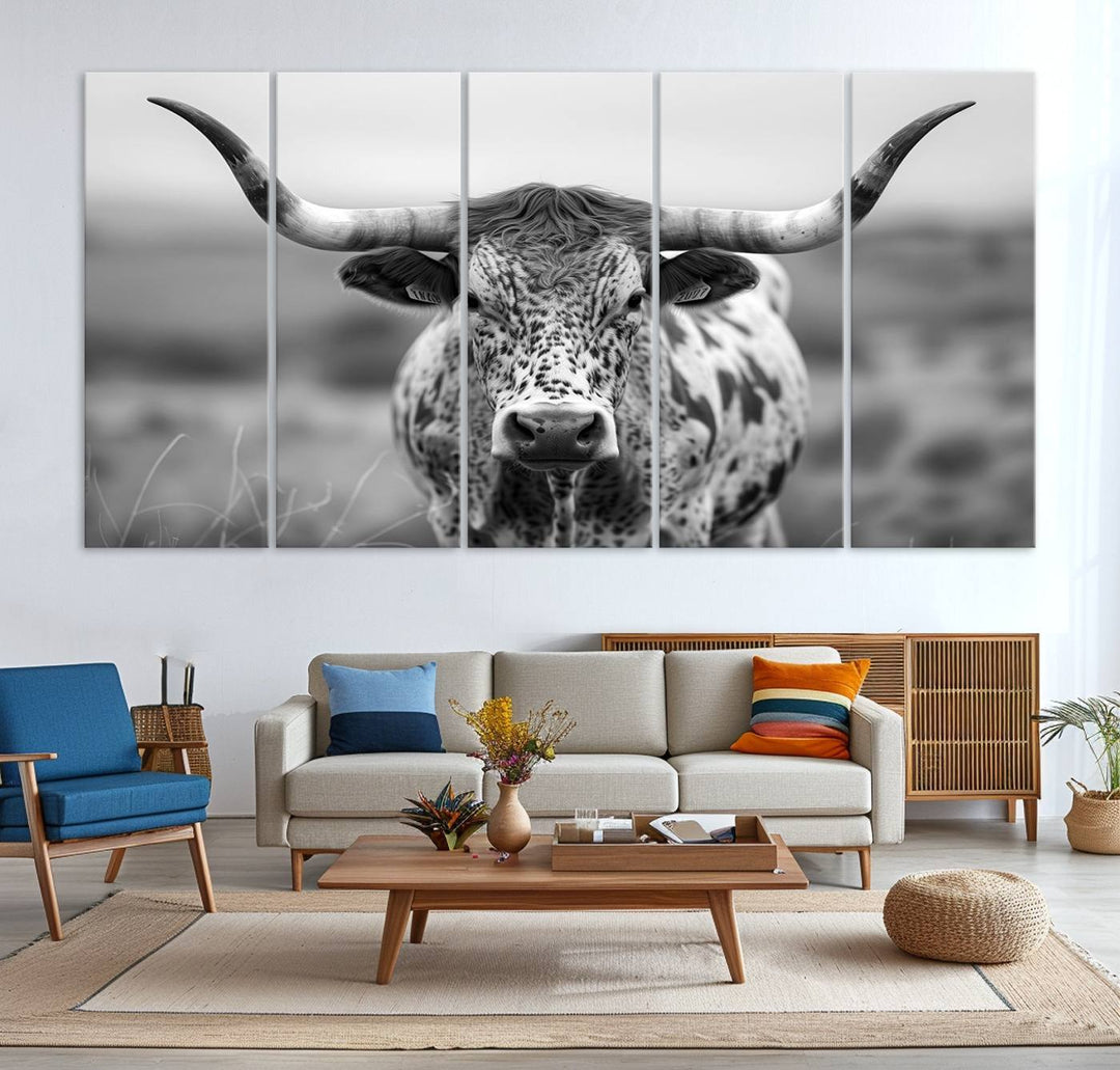 77331-MGV-CV-36X24-Texas Cow Longhorn Wall Art Canvas Print for Farm House Wall Decor, Farmhouse Wall Art Print