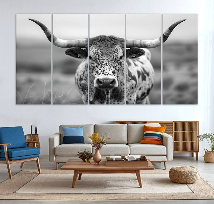 77331-MGV-CV-36X24-Texas Cow Longhorn Wall Art Canvas Print for Farm House Wall Decor, Farmhouse Wall Art Print