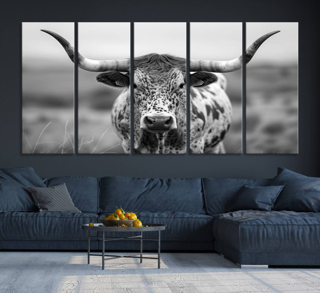 77331-MGV-CV-36X24-Texas Cow Longhorn Wall Art Canvas Print for Farm House Wall Decor, Farmhouse Wall Art Print