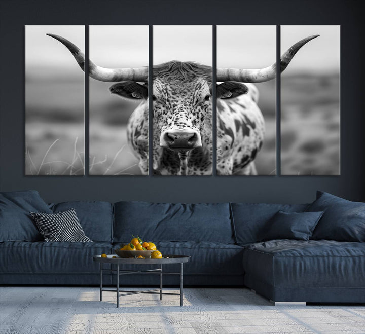 77331-MGV-CV-36X24-Texas Cow Longhorn Wall Art Canvas Print for Farm House Wall Decor, Farmhouse Wall Art Print