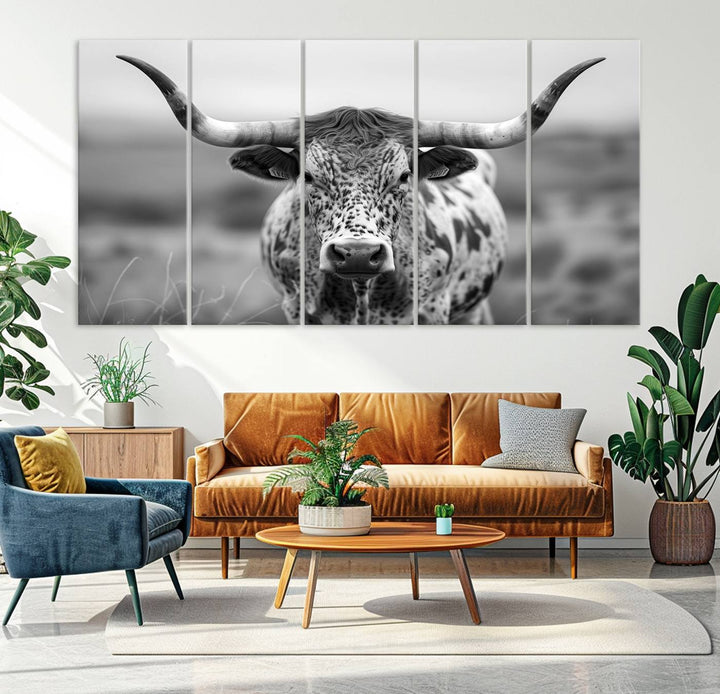 77331-MGV-CV-36X24-Texas Cow Longhorn Wall Art Canvas Print for Farm House Wall Decor, Farmhouse Wall Art Print