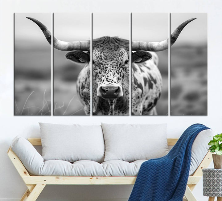 77331-MGV-CV-36X24-Texas Cow Longhorn Wall Art Canvas Print for Farm House Wall Decor, Farmhouse Wall Art Print