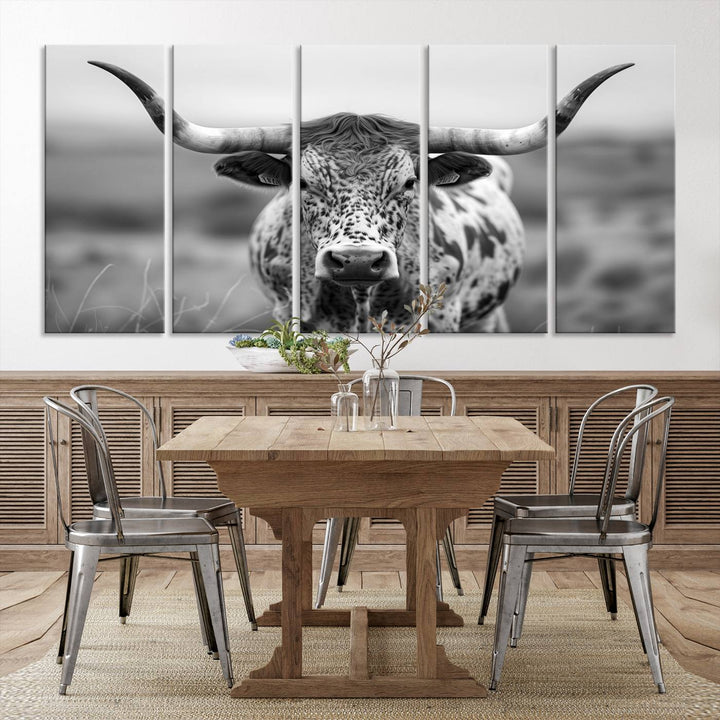 77331-MGV-CV-36X24-Texas Cow Longhorn Wall Art Canvas Print for Farm House Wall Decor, Farmhouse Wall Art Print