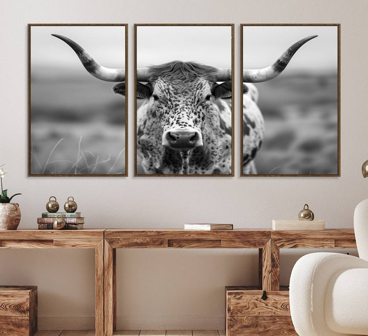 77331-MGV-CV-36X24-Texas Cow Longhorn Wall Art Canvas Print for Farm House Wall Decor, Farmhouse Wall Art Print