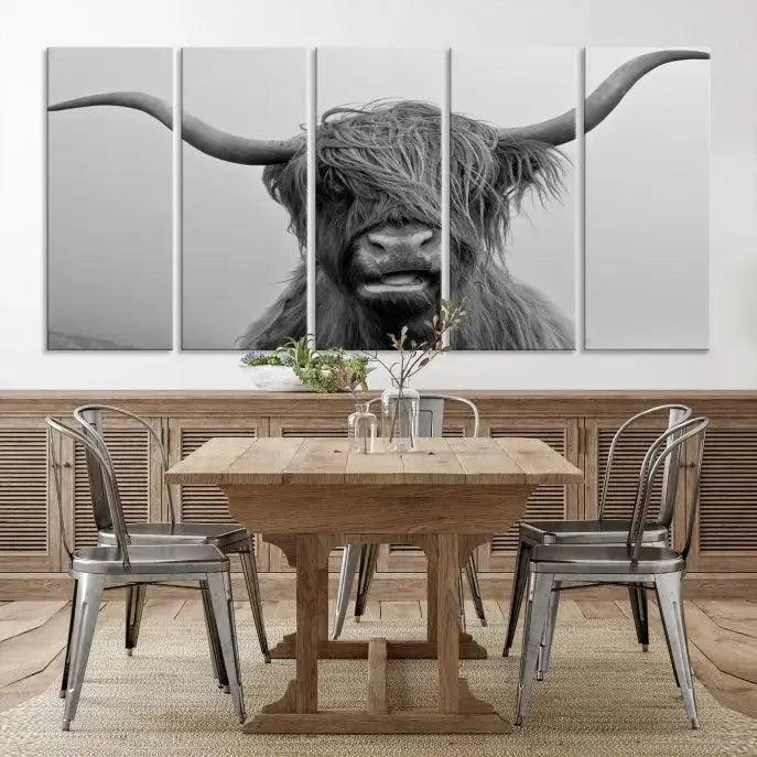 Edit-Images-Texas Cow Wall Art Canvas, Texas Longhorn Cattle Canvas Print