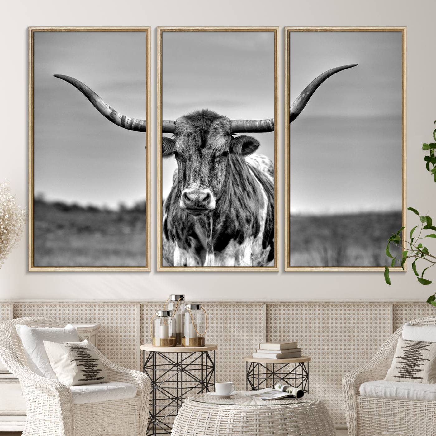 70836-MGV-CV-36X24-Texas Longhorn Cow Wall Art, Texas Longhorn Canvas, Cattle Canvas Print