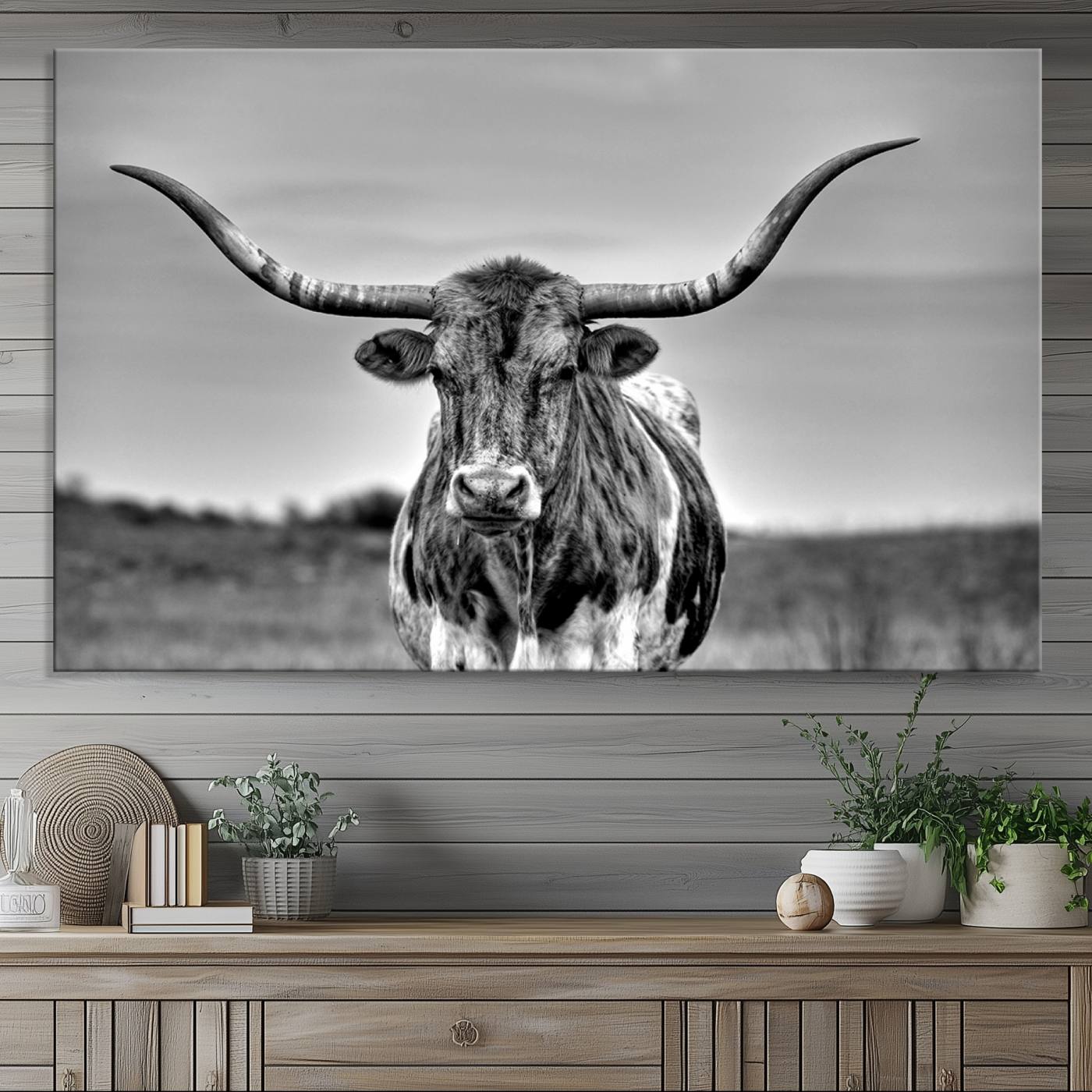 70836-MGV-CV-36X24-Texas Longhorn Cow Wall Art, Texas Longhorn Canvas, Cattle Canvas Print