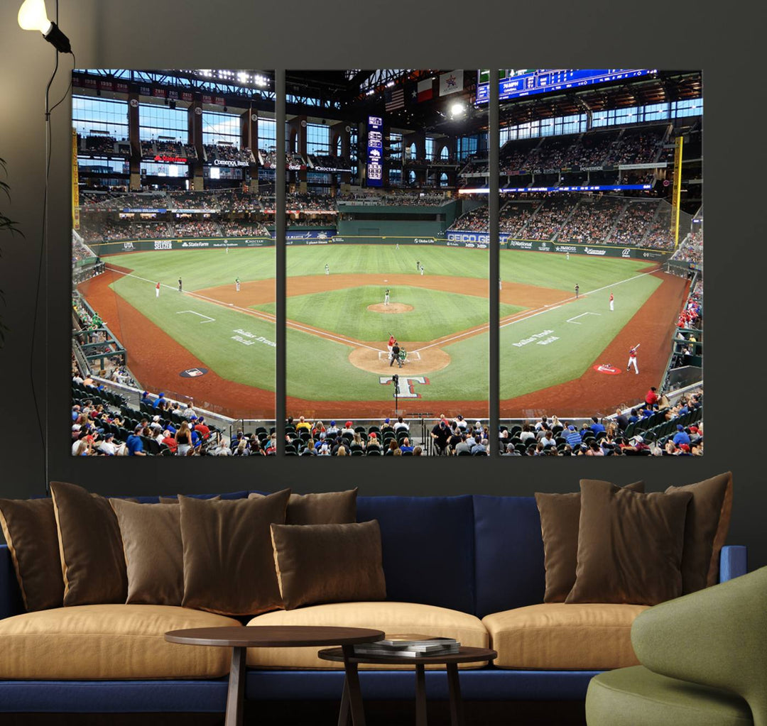 Texas Rangers Baseball Team Print - Arlington Globe Life Field Stadium Canvas Print Wall Art