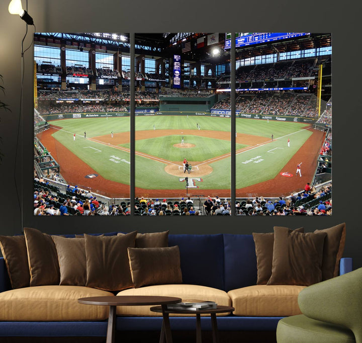 Texas Rangers Baseball Team Print - Arlington Globe Life Field Stadium Canvas Print Wall Art
