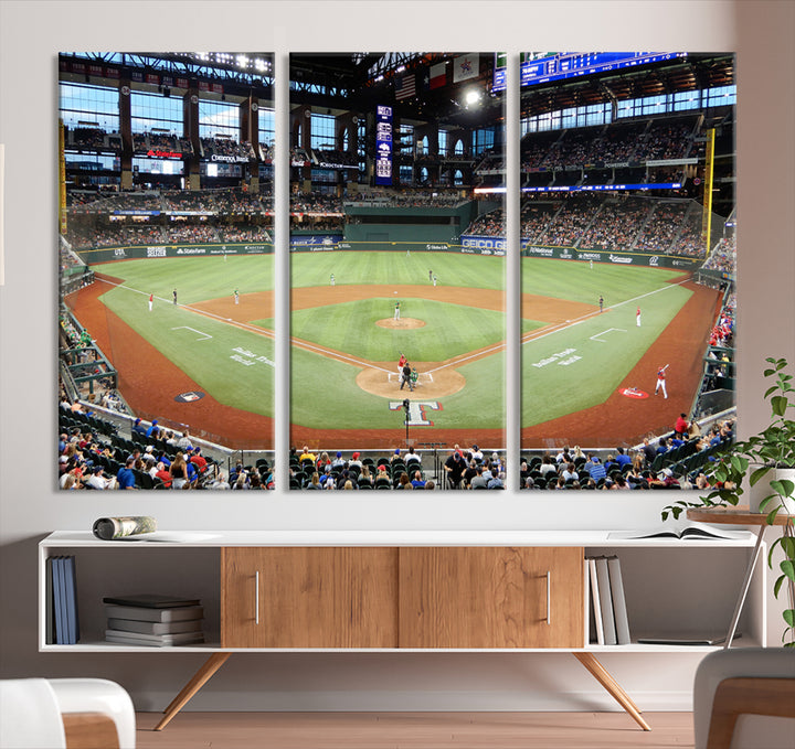 Texas Rangers Baseball Team Print - Arlington Globe Life Field Stadium Canvas Print Wall Art