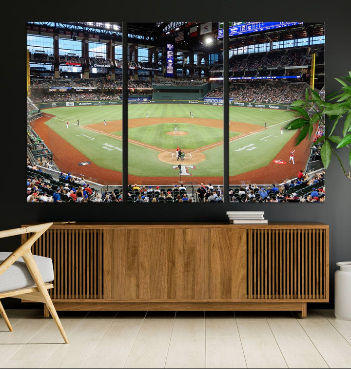 Texas Rangers Baseball Team Print - Arlington Globe Life Field Stadium Canvas Print Wall Art