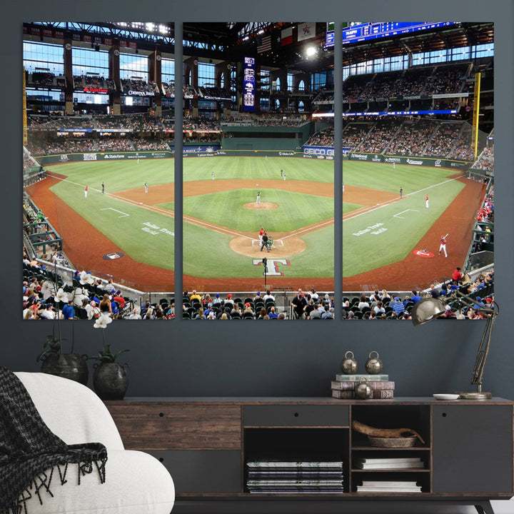 Texas Rangers Baseball Team Print - Arlington Globe Life Field Stadium Canvas Print Wall Art